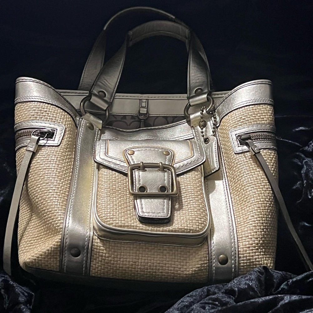 Coach Gold Canvas Tote